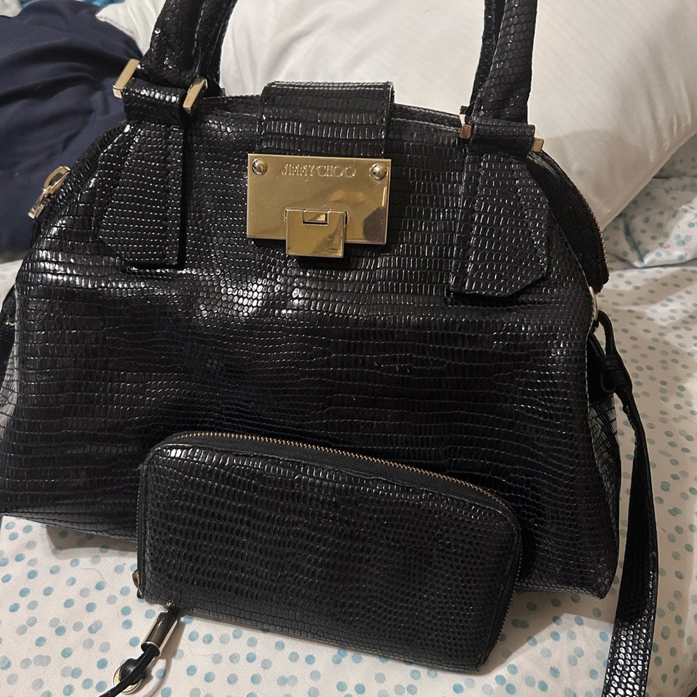 Jimmmy Choo large top handle shoulder bag and matching wallet